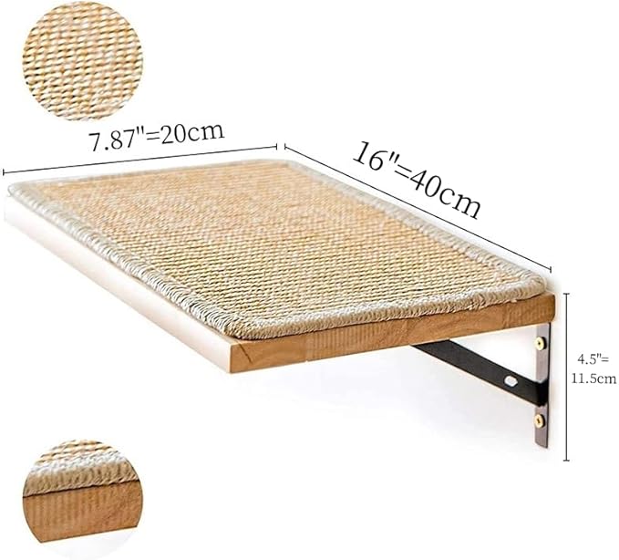 Cat Scratching Staircase, Wooden Climbing Post for Cats, Stairway Design Cat Climbing Shelf Wall Mounted, Four Step Cat Stairway with Jute Scratching for Cats Perch Platform (2 Pieces Hammock)