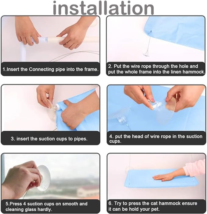 Cat Hammock for Window Cat Window Bed Cat Window Perch for Indoor Cats Suction Cups Cat Window Hammock Space Saving Window Seat for Cats Inside (Blue)