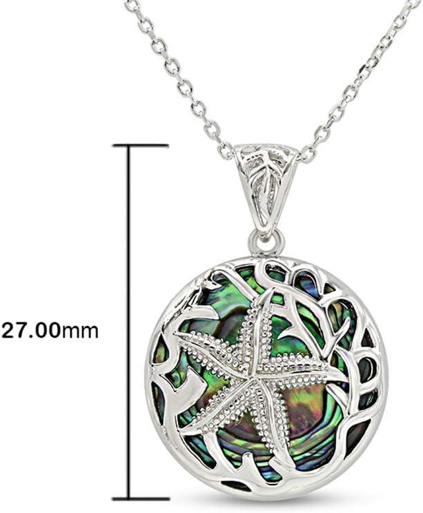 AFFY Abalone Shell Animal (Starfish, Dolphin, Seahorse, Frog, Dragonfly, Whale Tail, Turtle) 14K White Gold Over Sterling Silver Pendant Necklace Jewelry Gift For Her