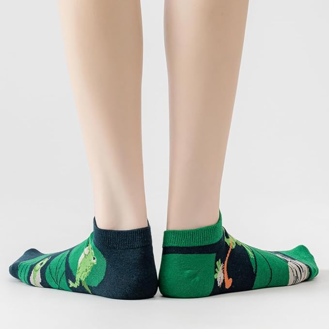 2 Pairs Funny Cartoon Animal Print Cotton Ankle Socks for Women Teens