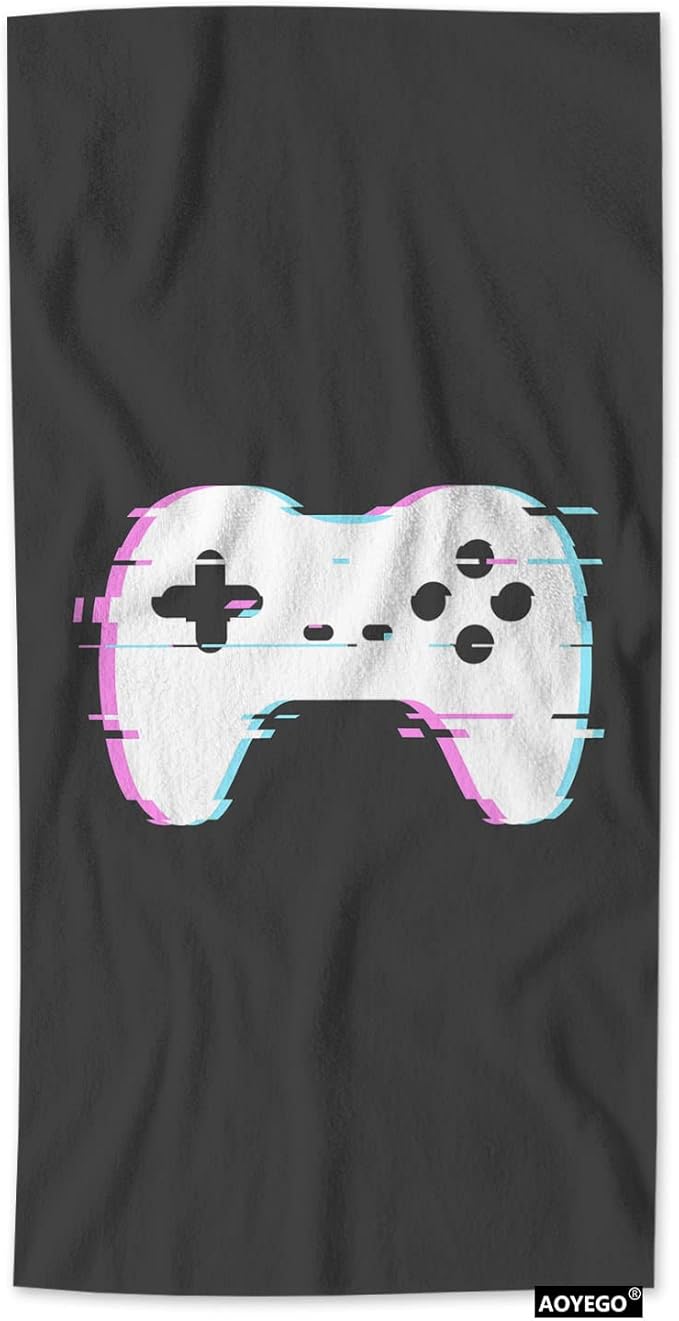 AOYEGO Game Hand Towels Gamer Player Vintage Video Gamepad Controller Highly Absorbent Soft Towels Bathroom Beach Kitchen Spa Gym Face Towel 15x30 Inch