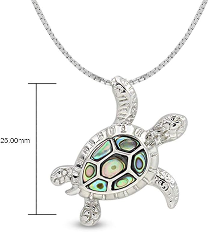 AFFY Abalone Shell Animal (Starfish, Dolphin, Seahorse, Frog, Dragonfly, Whale Tail, Turtle) 14K White Gold Over Sterling Silver Pendant Necklace Jewelry Gift For Her