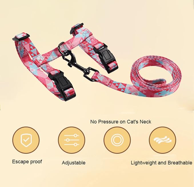 Cat Harness Escape Proof Cat Harness and Leash Set for Walking Soft Adjustable Kitten Harness for Small Large Cats (Multicolor5)