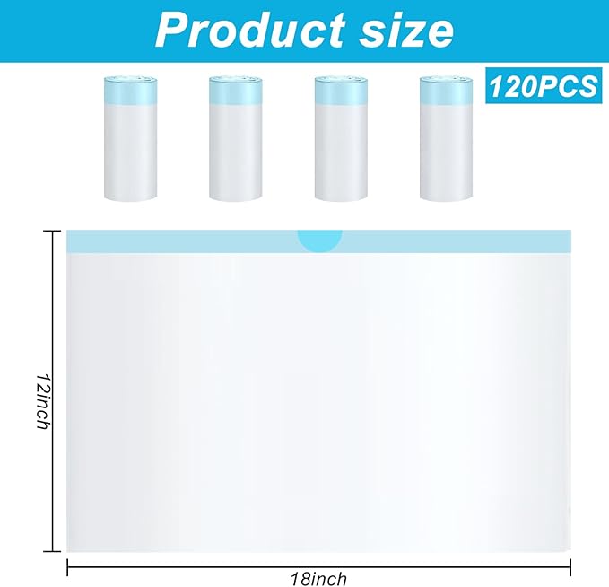 120Counts Litter Box Liners Compatible with MW-SC01, Self-Cleaning Cat Litter Box Bags,Automatic Cleaning Cat Litter Box Liners（18X12inch）