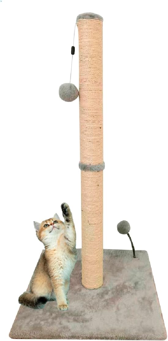 Scratching Post with Toy Ball 32x16x16 in, Sturdy Sisal Tree with a Dangling Pet Toy Ball, Sisal Rope Pilar Scratch Resistant, Scratching Pets Toy for Indoor Cats, Sisal Rope Pilar Scratch Resistant