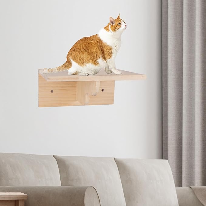 Cat Wall Furniture Cat Wall Shelves, Large Cat Climbing Shelves Set of 7 Wall Mounted Cat Furniture, with Cat Apartment, Cat Scratching Post, Perches Platform, for Cat Climbing & Resting