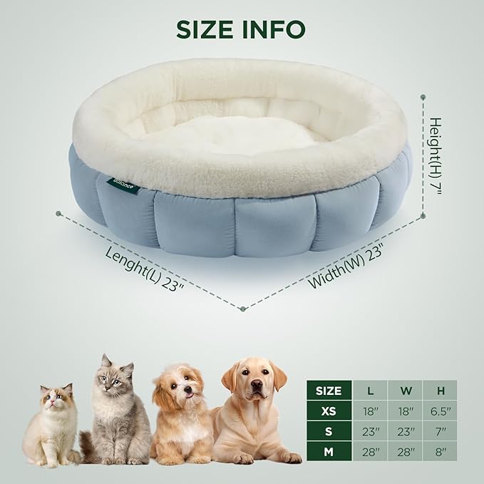 BALANCE Round Cat Beds for Indoor Cats - Donut Dog Beds for Small Dogs, Washable Pet Bed for Puppy and Kitten with Anti-Slip Bottom