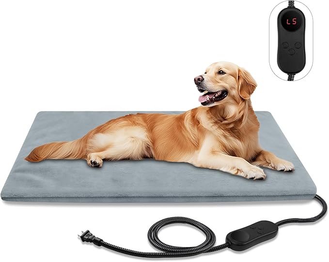 Pet Heating Pads for Cats & Dogs Outdoor, 27.5x15.7inches Dog Cat Heating Pad Bed Outdoor Waterprooof, Warming Heated Cat Dog Bed Blanket Outdoor, Heated Pet Mat, Gifts for Cats Dogs in Winter