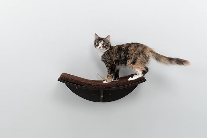 TRIXIE Lea Wall Mount Perch XL, Cat Shelf, Cat Bed, Cat Lounger, Cat Furniture, Espresso Brown, 11" x 19", (44580)