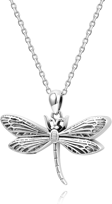925 Sterling Silver Cremation Jewelry Dragonfly Butterfly Urn Necklace Hold Two Dual Ash Necklace for Loved Ones Cremains Keepsake Memorial Gift for Women