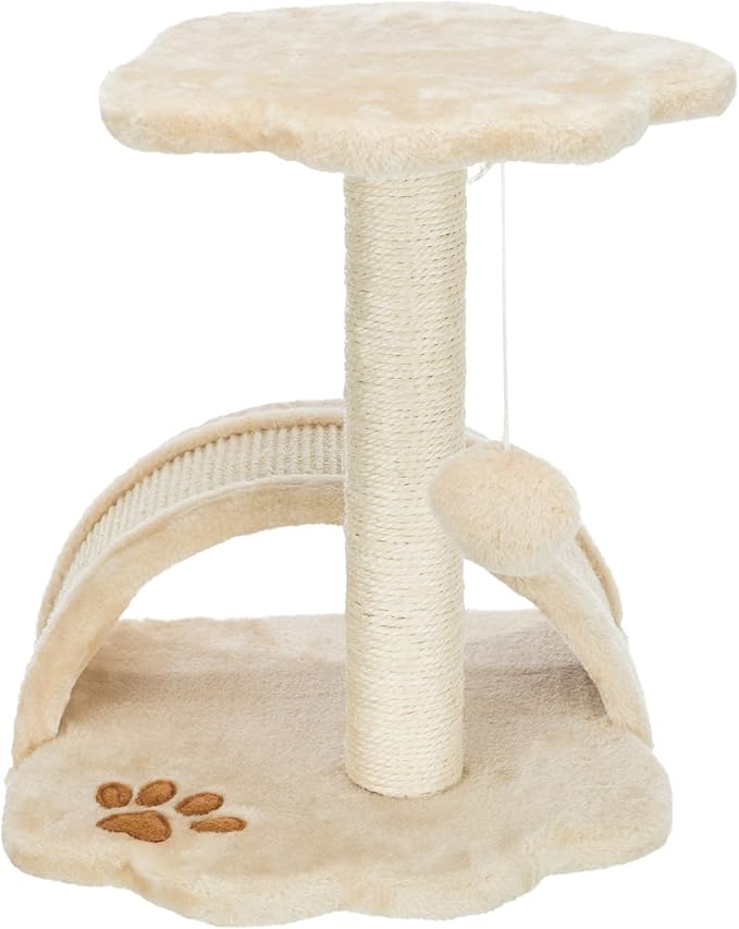 TRIXIE Vitoria 16.9-in Cat Tree for Kittens, Kitty Scratching Post, Sisal Covered Scratcher, Dangling Cat Toy, Beige