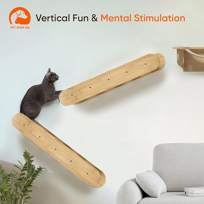Cat Wall Shelves Furniture for Climbing - Cat House Wall Mounted - Indoor Wooden Floating Cat Furniture - Different Models Including Shelves, Perches, Hammock, Bed, Bridges, Walkways