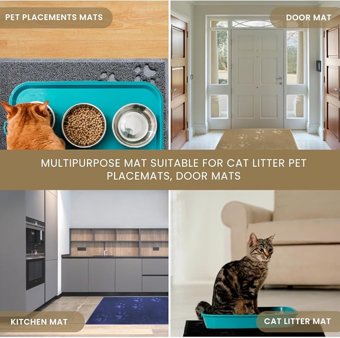 Andalus Small Cat Litter Mat, Pack of 2 - Waterproof, Non-Slip & Easy to Clean Cat Litter Box Mat for Extra Efficient Pet Litter-Trapping, Beige (15.75” X 11.75”)