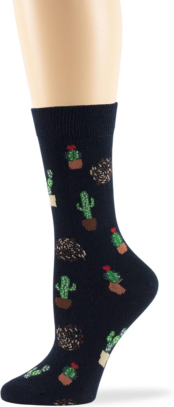 7BIGSTARS KINGDOM Womens Fun Cotton Crew Socks - 4 Pack L/M - Cactus Space Desert Coffee Fox Dog Hedgehog Puppy Flower Bird