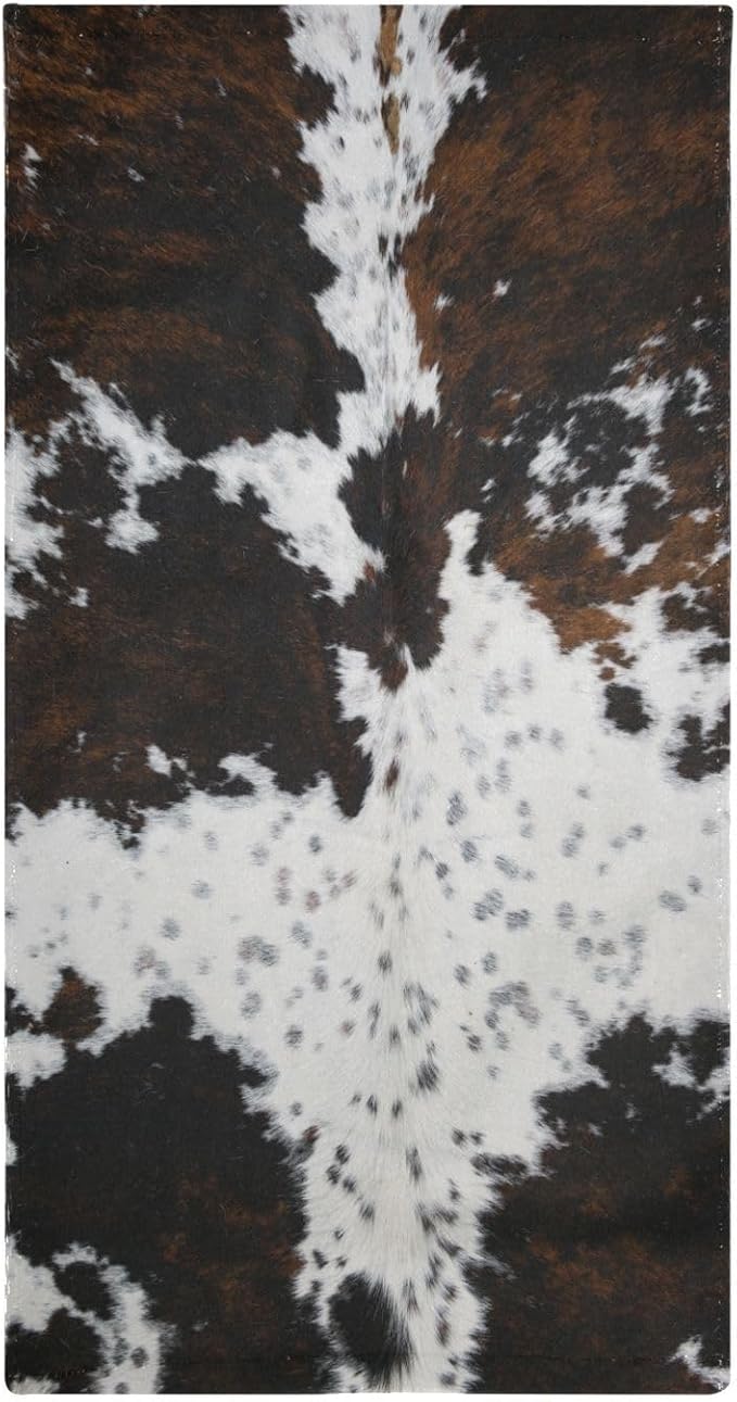 2 Pack Cow Fur Hand Towels for Bathroom,Soft Absorbent White Black Brown Cow Print Country Farmhouse Bath Hand Towels for Kitchen,Decorative Guest Bathroom Towels for Face,Shower,Gym 14"x28"