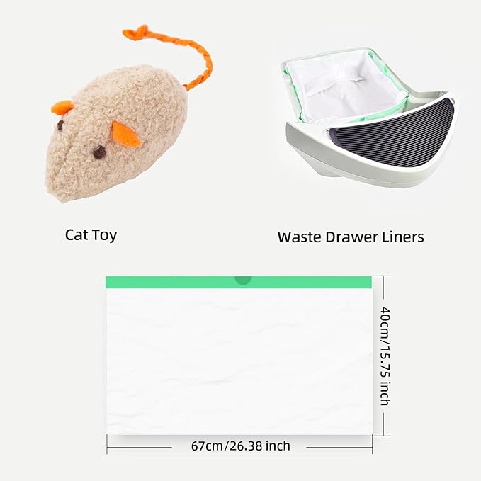 50 Count Waste Drawer Liners Bags Compatible with Litter Box Robot 4 and 3, Thick Self-cleaning Cat Litter Box Liners refill with Drawstring Heavy Duty 10-12 Gallons of Capacity