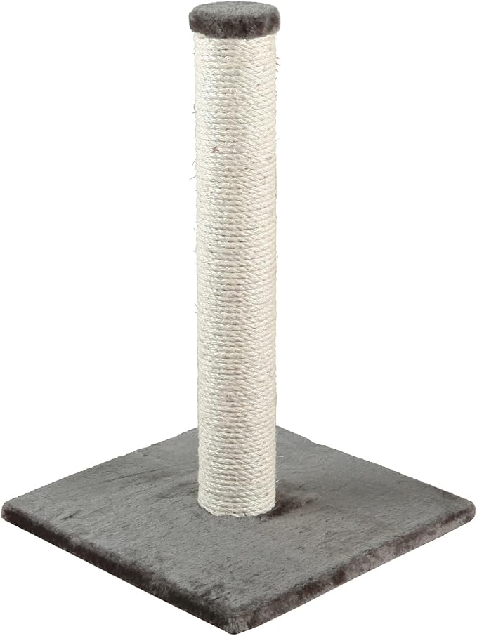 TRIXIE Parla Cat Scratching Post 24.25 Inch - Cat Scratcher with Soft Fabric Covering Base and Durable Sisal Rope - in Gray