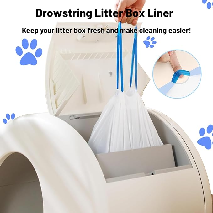 120 Count Extra Large Cat Litter Box Liners, Cat Litter Waste Receptacles Bags for MeoWant MW-SC01/MW-SC02/MW-LR01 Self-Cleaning Cat Litter Box