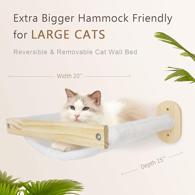 SONGWAY Cat Shelves and Perches for Wall - Wall Mounted Cat Shelf with 2 Sisal Cat Steps, Perches and Cat Hammock, Wooden Cat Bed & Furniture for Indoor Cats Climbing, Lounging, Scratching