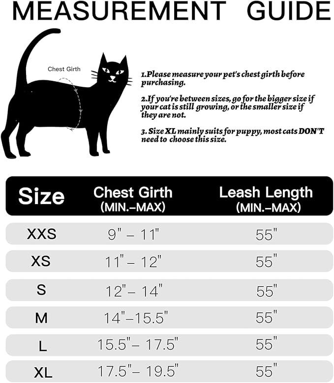 Cat Harness and Leash for Walking Escape Proof, Adjustable Soft Mesh Comfortable Vest Harnesses for Cats, Breathable Reflective Strips Easy to Put on Step-in Kitty Jacket (Black, L)