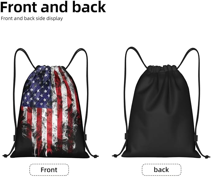 American Flag Drawstring Bag, Patriotic Usa Flag Drawstring Backpack for Women Men, Light Sackpack String Cinch Bag for Sport Gym Beach Shopping Yoga