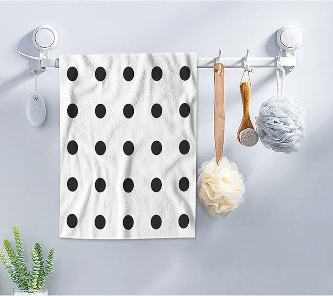 AOYEGO Polka Dot Bathroom Towels Black Dots Doodle Spot Brush Soft Bath Hand Towels Microfiber Kitchen Hotel Spa Hand Towels 15x30 Inch