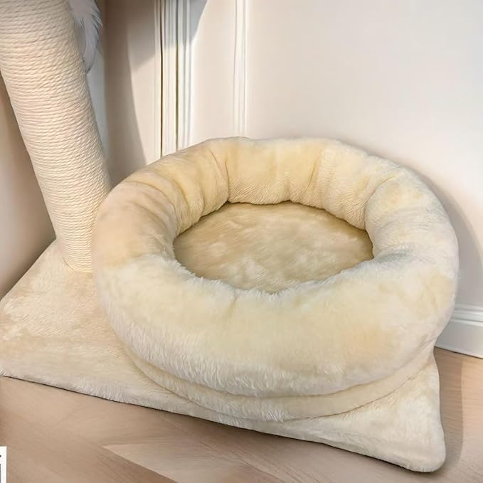 Cat Grabbing Post with Interactive Plush Mouse Toy Comes with a Cozy Private cat Bed Perfect for Kittens and Small to Medium Cats.