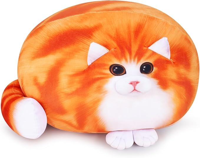 Achwishap Cat Plush,Soft Cat Stuffed Animals,Kawaii Cat Plush Toys,Cute Plushies Cat Body Pillow,Kitten Stuffed Animal Hugging Pillows Plushies Gifts for Kids Adults Birthday(Orange Cat,18”)