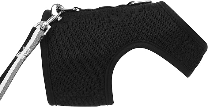Kitty Harness and Leash for Walking Escape Proof Breathable Mesh Fabric, Solid Black, Small, Adjustable Cat Walking Jackets, Padded Stylish Cat Vest