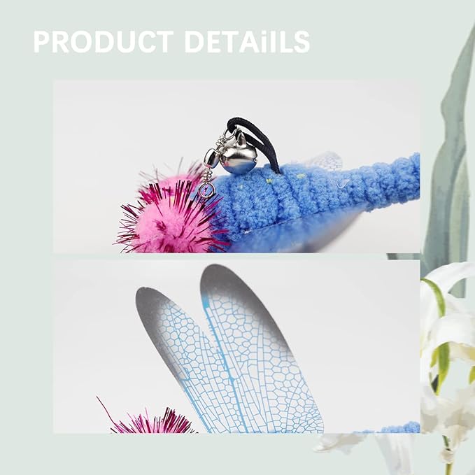 5 Pcs Replacement Dragonfly Interactive Cat Toy Refills Cat Toy Wand Replacement Teaser Refills for Cat