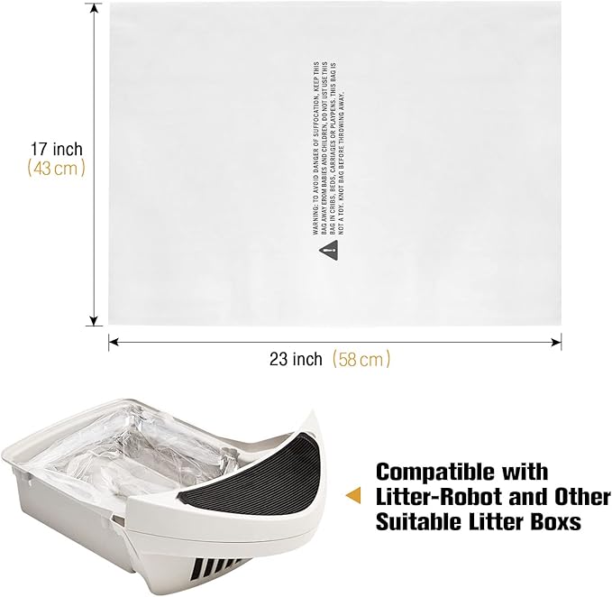 50 Pack Cat R-obot Litter bags for Litter Box Robot 4&3 Waste Bags with 3 Pack Filters, Durable Cat Litter Box Robot Bags Liners Replacement Cat Pan Waste Bin, 9-11 Gallons