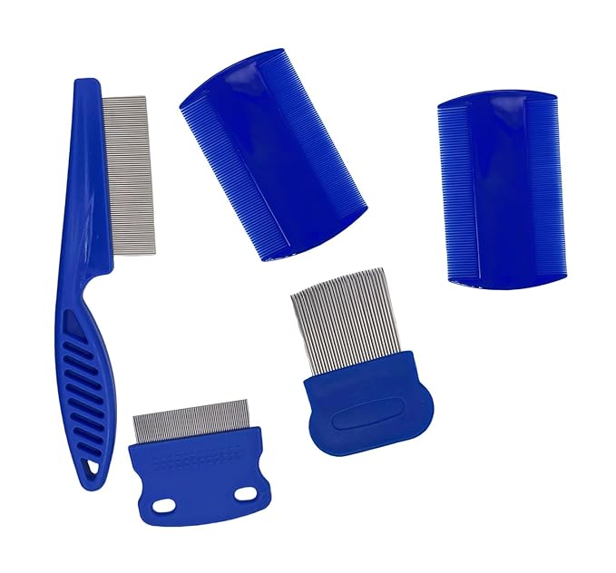 5 PCS Flea Lice Combs Grooming Fine Tooth Hair Combs for Dogs Cats (Blue, One Size)
