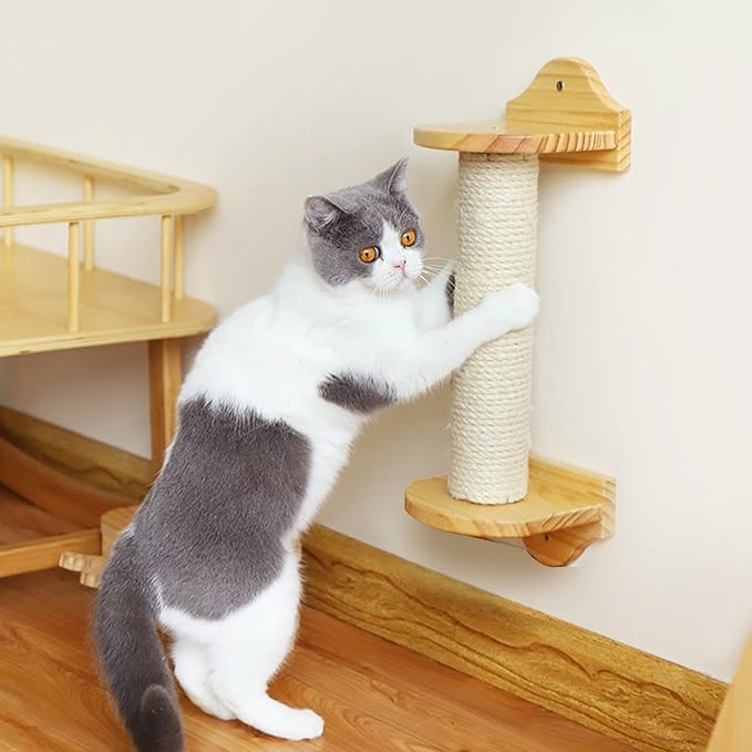 10" Cat Scratching Replacement Posts Sisal Spare Scratcher Refill Post for Cats Cube Tower Kittens Scratch Pole Perch Interactive Toys Furniture Accessories Tree 2 Pack Include M8 Screws White