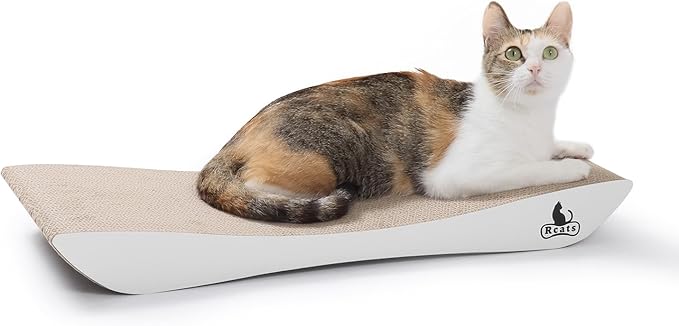Cardboard Cat Scratching Board, Wavy Ramona Scratcher for Cats, medium, White/black