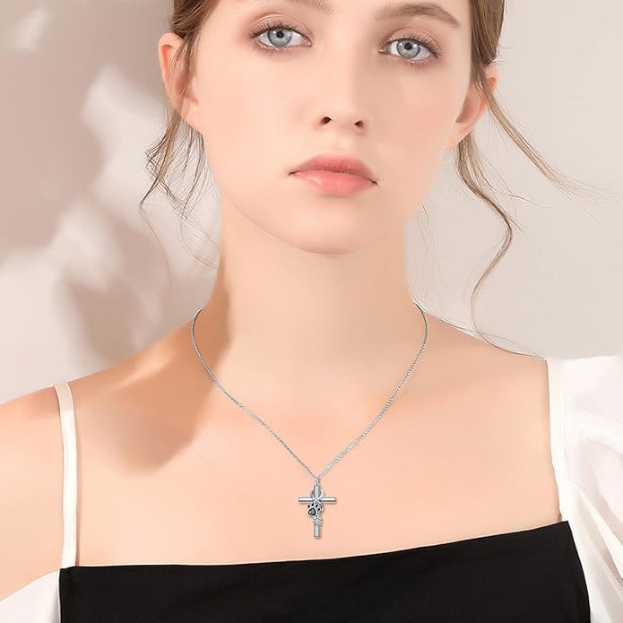 Cross Urn Necklace for Ashes 925 Sterling Silver Cremation Jewelry with Funnel Filler Kit Ashes Necklace for Human Women Girl Pets