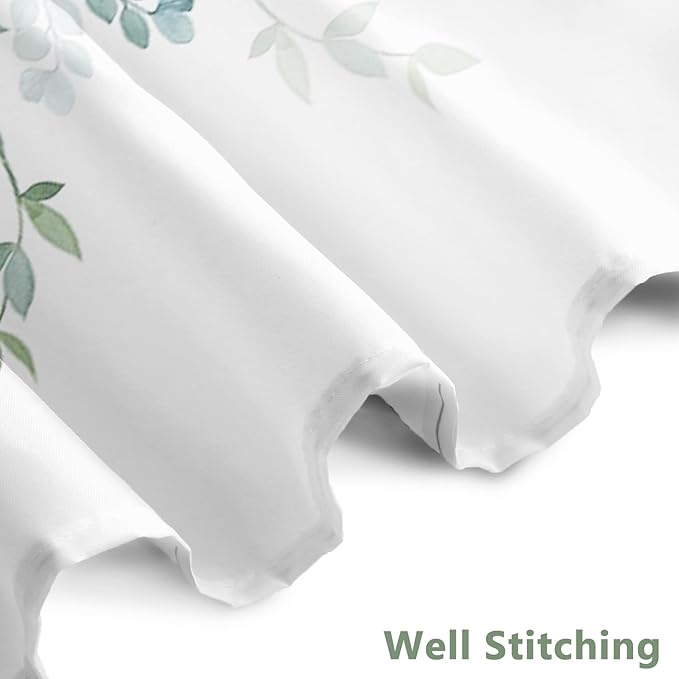 AWERT Plant Shower Curtain for Bathroom Sage Green Eucalyptus Waterproof Quick-Drying Green Leaves Shower Curtain Set with Hooks 72x78 Inch