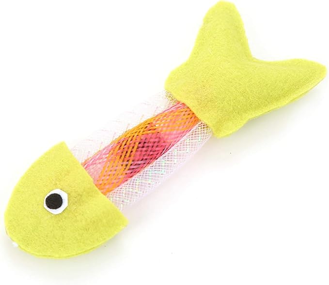 1Pc Yellow Cartoon Fish Hose Spring Bouncing Cat Toy Boredom Relieve Pet Cat Mice and Animals Toys