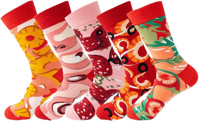 5 Pairs Cute Animal Crew Socks Fun Casual Cotton Calf Socks for Women