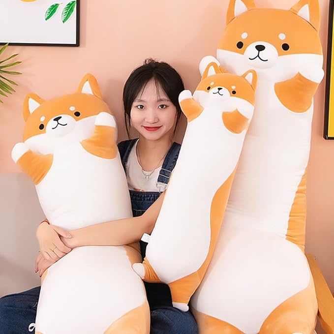 43.32'' Jumbo Dog Stuffed Animals Long Dog Plush Pillow Toy Sleeping Cute Cartoon Soft Long Body Pillow Gift for Kids Adults