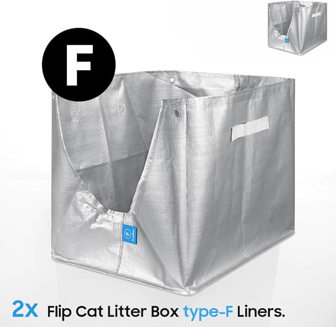 2 Pack Litter Box Liners F Compatible with Modkat Flip Litter Box Liner Type F, Reusable Liner Type-F with Carrying Handles