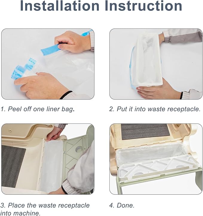 80PCS Cat Litter Liners Bags Compatible with LitterMaid/Nature's Miracle Waste Receptacles - Disposable Refill Bags with Handles