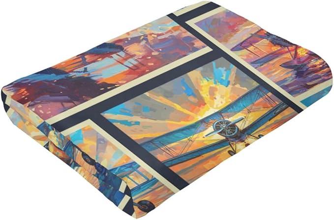 Airplane Decor Stuff Merch Cozy Print Flannel Fleece Soft Plush Fuzzy Warm Lightweight Bedding - Airplane Gifts for Women, Men, Girls, Kids - 50"X40"