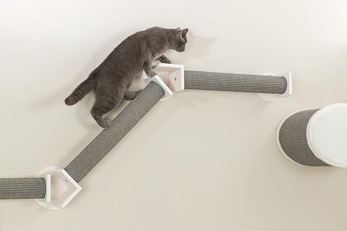 TRIXIE Wall Set 2, Indoor Wall Mounted Cat Scratching Posts for Elevated Fun, Lounger, Scratcher, Perch, Gray