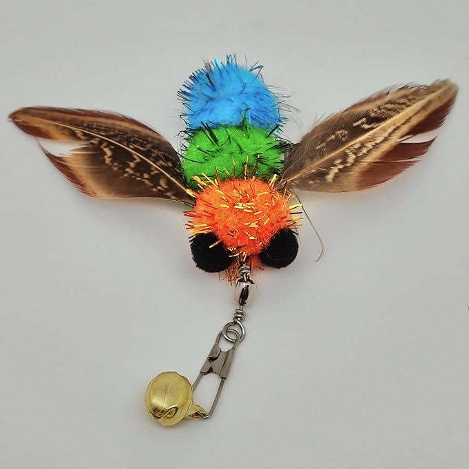 6 PCS Insect Bees,Feather Cat Toys, Cat Wand Toy Refill,Cat Toy Wand Replacement Attachments,Cat Toys Feather Refills,Insect Interactive Cat Teaser Wand Feathers