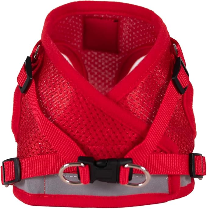 Travel Cat Harness and Leash Set - Adjustable Fit Mesh Cat Harness and Reflective Strap - Comfort Escape Proof Harness for Cats, Kitten for Outdoor Walking, Hiking (Medium, Red)