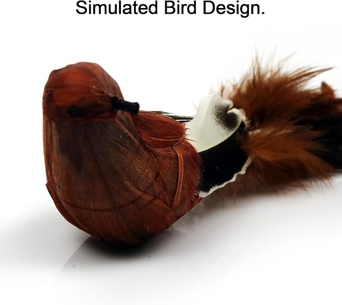 2 Pcs Real Feather Cat Birds Toys Realistic Simulation Birds Toys with Bells for Indoor Cats Kittens.