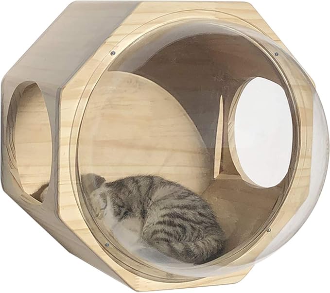 La La Pet® Wall Mounted Creative Cat Bed Capsule Cat House Cat Perch Floating Cat Shelf Cat Tree Cat Furniture (Octagon)