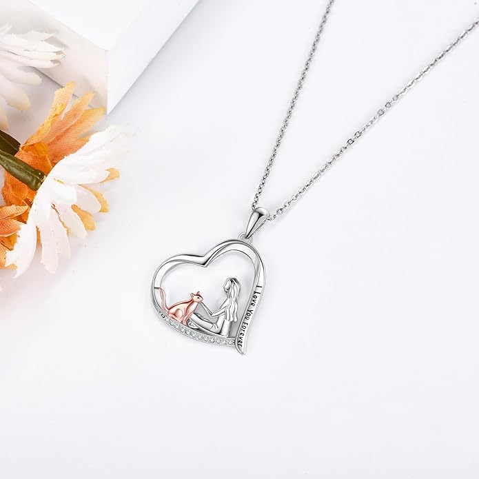 Animal and Human Necklace Sterling Silver 925 Cute Animal Necklaces Jewelry Gift For Women