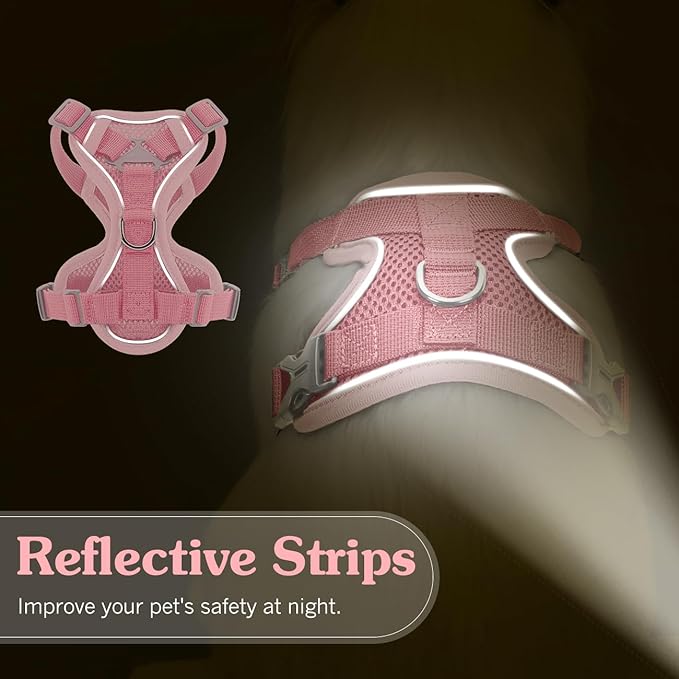 Cat Harness and Leash Set for Walking, Adjustable Kitten Vest Harness with Reflective Strip Breathable Mesh, Escape Proof Soft Pet Safety Vest for Cats, Kittens, Puppies, S, Pink
