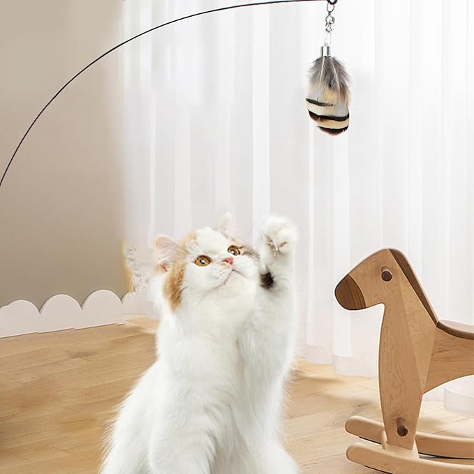 10 Pieces Cat Insect Feather Toys Replacement Cat Toy Wand Refills Interactive Cat Teaser Wand Attachments with Bell for Cat Toys